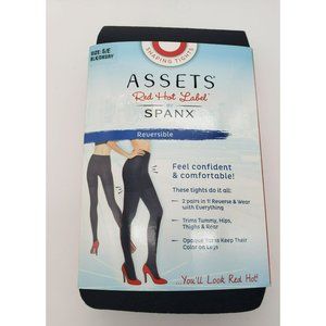 Spanx Assets Reversible Shaping Tights Black & Dk Gray Sz 5/E, Opaque High Waist